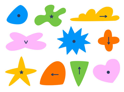 Modern vector collection of abstract hand drawn shapes in flat style. Creative decorative elements for bullet journaling, planning, and digital design projects