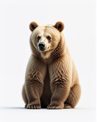 Fototapeta premium Black bear on plain white background minimalist clean cartoon style illustration