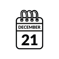 December 21 Calendar icon vector illustration.