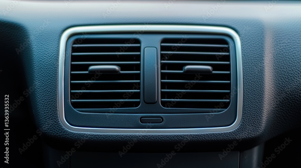 Wall mural a close-up view of a car's air vent, showcasing its sleek design and texture, emphasizing functional