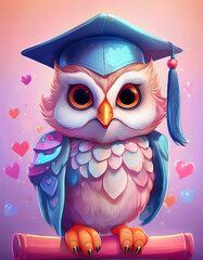 Obraz premium buhos, graduado, graduacion, kinder, primaria, colegio, ave, dibujos animados, animal, ilustración, vector, cuca, aborto, naturaleza