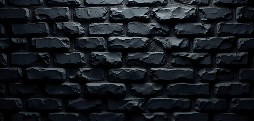 Fototapeta premium a dark wall made of black bricks as a grunge background photo