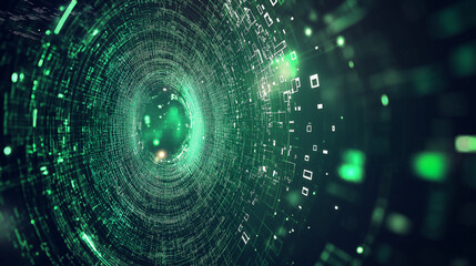 Cyber Vortex: A dynamic and futuristic digital vortex composed of intricate data streams, emanating a mesmerizing glow of emerald light, representing the essence of the interconnected digital world.