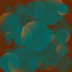 Abstract teal and orange gradient circles on a brown background, illustration