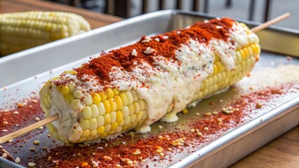 boiled corn) with mayonnaise and cheese, a creamy, savory, and deliciously satisfying Mexican treat | Elote (maíz hervido)  Delicioso Antojo Mexicano