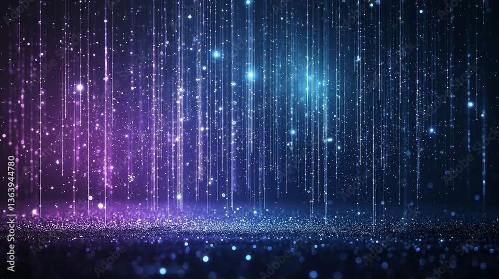 Wall mural celestial cascade: a mesmerizing display of shimmering particles, cascading downwards with a gradien