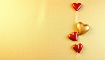 Fototapeta premium Gold and Red Hearts
