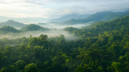 Misty Mountain Valley With Lush Forest