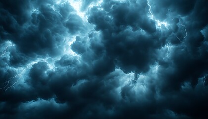 Obraz premium A dramatic view of lightning striking from dark storm clouds