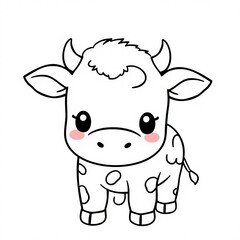 Fototapeta premium Adorable Cartoon Calf Illustration Cute Cow Drawing for Coloring Pages