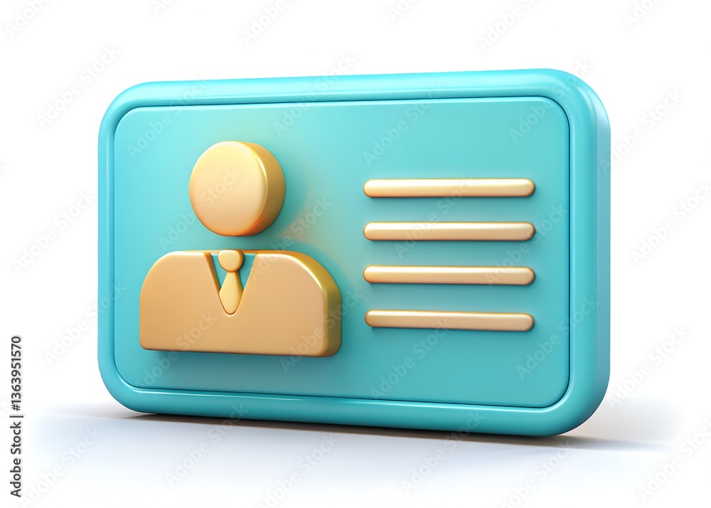 Fototapete id card: a stylized and appealing 3d rendering of an id card, embodying concepts of identity, access