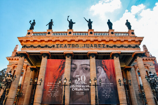 The beautiful Juarez theater in the city of Guanajuato, Mexico, during the 50th edition of the Cervantino Festival