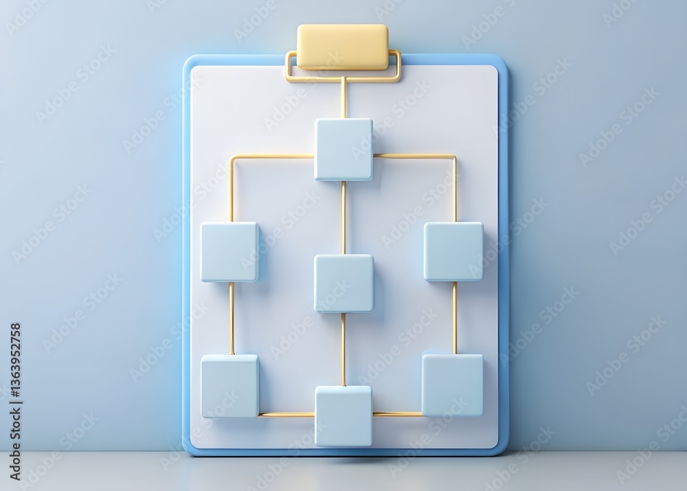 Poster flowchart visualization: a detailed visualization of a flowchart, symbolizing complex data pathways,