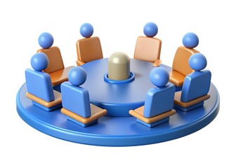 Obraz premium Collaborative Summit: 3D rendering of a circular meeting, symbolizing teamwork and collaboration in a professional setting.