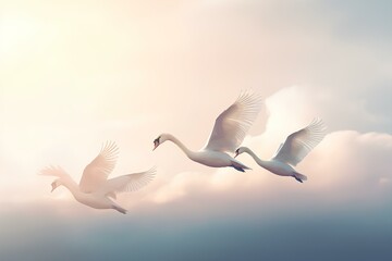 Obraz premium swans on the lake