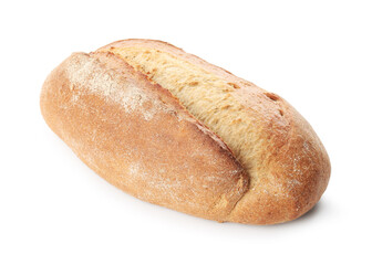 Whole loaf of freshly baked bread isolated on white