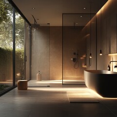 Elegant bathroom interior with perfect lighting and composition

