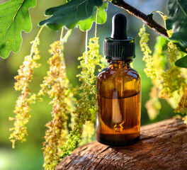 Bach flower remedy Oak tree, Quercus robur, amber glass bottle, Therapy, Floral de Bach, Terapia Floral