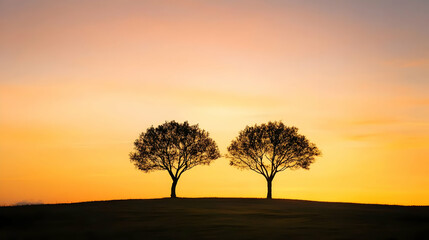 Obraz premium Silhouette Trees At Sunrise