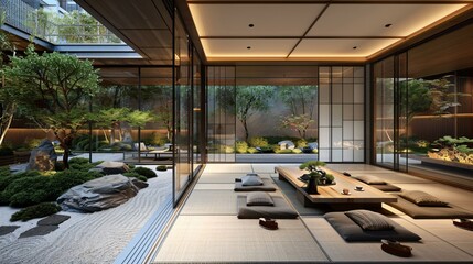 Japandi-inspired cozy nook with textured neutral fabrics and wooden elements.