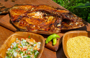 Tambaqui _ grilled fish with vegetables 