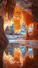 A beautiful cave filled with natural water and rock formations