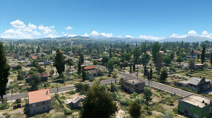 Fototapeta premium Aerial View Of A Residential Town On A Sunny Day