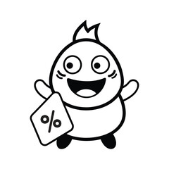 outlin of a happy sale sticker mascot promoting.eps