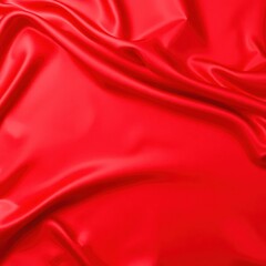 Obraz premium Beautiful red silk satin background. Soft folds on shiny fabric. Luxury background with copy space for text, design. Wide banner. Flat lay, top view. Birthday, Christmas, Valentine.