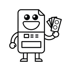 outline of a smiling atm machine mascot.eps