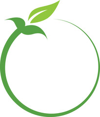 Stylized Green Eco Friendly Leaf Emblem Logo Vector