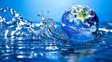 The Earth Globe Surrounded by Water Representing Global Issues