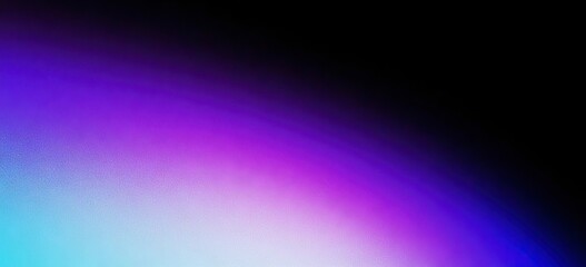Fototapeta premium Purple blue abstract gradient shape on black background dark noise grainy texture glowing banner copy space.