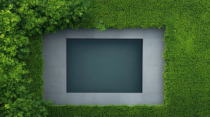 Lush green wall with a dark rectangle