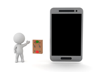 3D Character Shutting Down a Smartphone