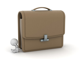 Stressed 3D Character with a Large Briefcase