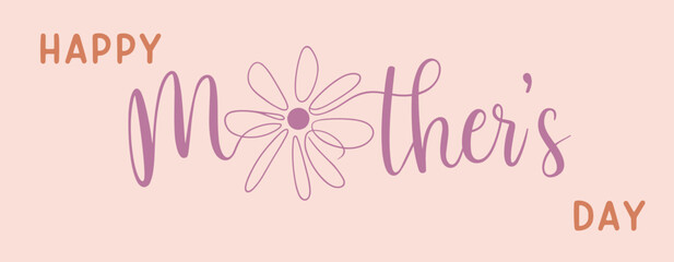 Minimalist Happy Mother’s Day card – Soft pastel pink background with delicate floral line art and elegant typography. Ideal for greeting cards, digital prints, and heartfelt messages