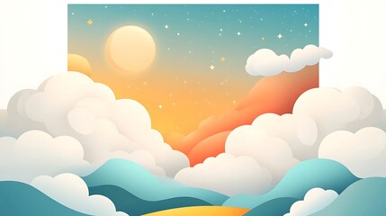 Fototapeta premium Sunset Cloudscape: Dreamy Mountain Vista.