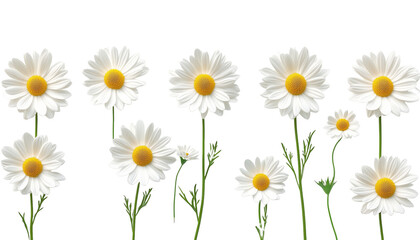 Obraz premium Daisies with Yellow Centers on Transparent