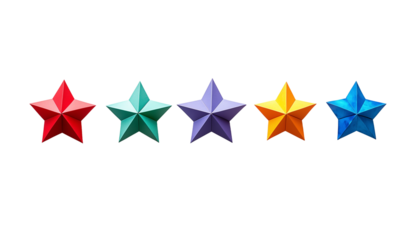 Five Origami Stars Row on Transparent Symbol Collection