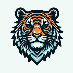 Bold and aggressive roaring tiger head vector mascot logo illustration