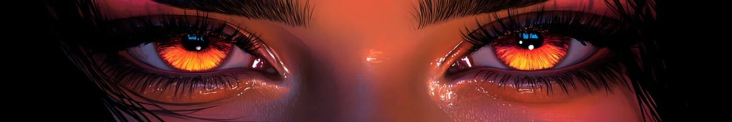 Fiery Gaze: Intense close-up of eyes with a burning, fiery glow that conveys passion and depth.  Perfect for evoking a sense of mystery and intrigue. 