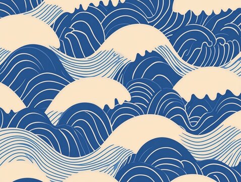 Japanese Blue Wave Pattern for AAPI heritage month