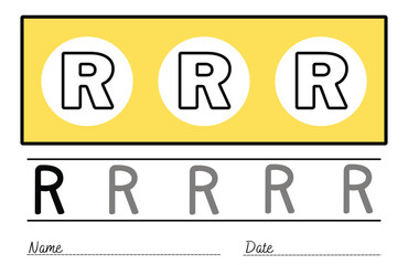 Writing practice of letters. Coloring book. Education for children. Vector illustration	