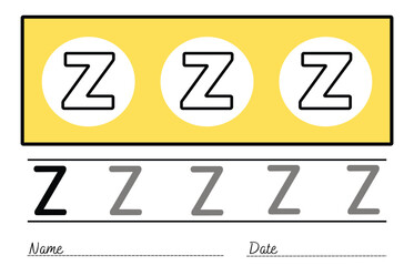 Writing practice of letters. Coloring book. Education for children. Vector illustration	