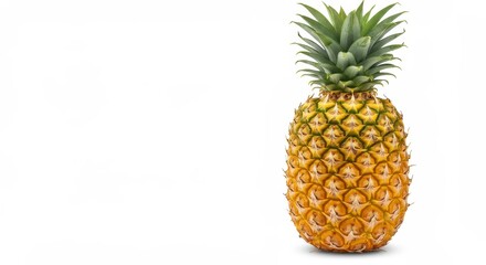 Ripe Yellow Pineapple on White Background