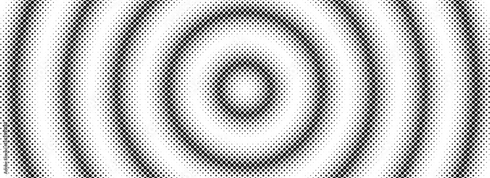 Poster halftone circle background. black and white dotted circular gradient. radial comic target texture. g
