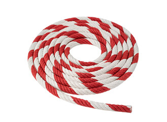 Red and white braided rope isolated on a transparent background PNG for commercial use