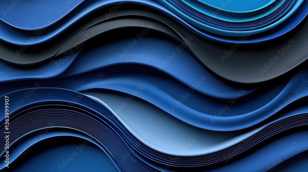 Poster the image is a blue and black wave with a lot of texture