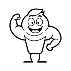 outline of a smiling protein shake mascot.